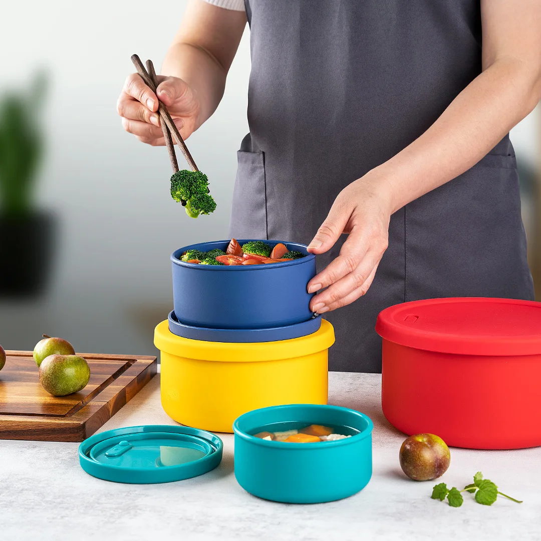 

Silicone Food Storage Container Reusable Airtight Food Containers with Lids Lunch and Bento Boxes for Adults,Microwave & Dishwas