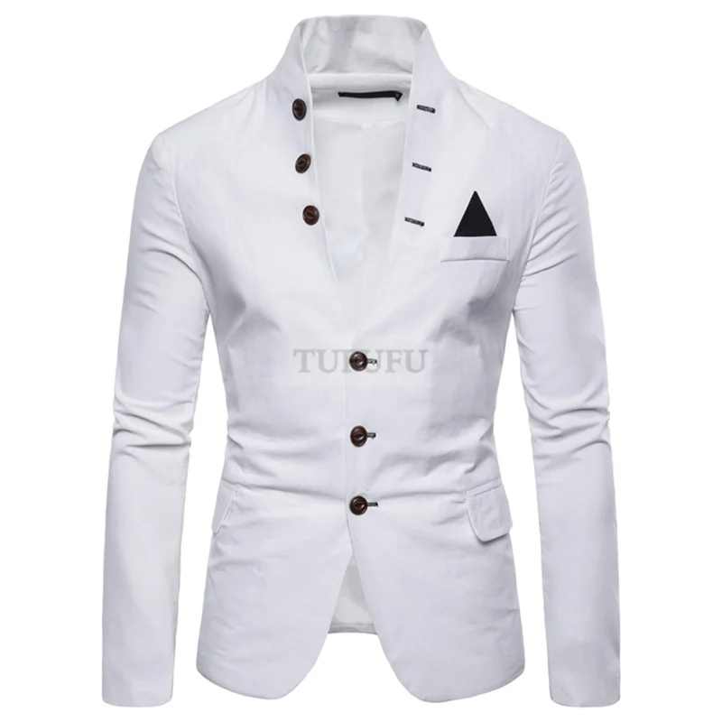 

Mens Suits Blazers Euro Size 2022 Spring Autumn Multi-button Decorative Men's Casual Stand-up Collar Suit