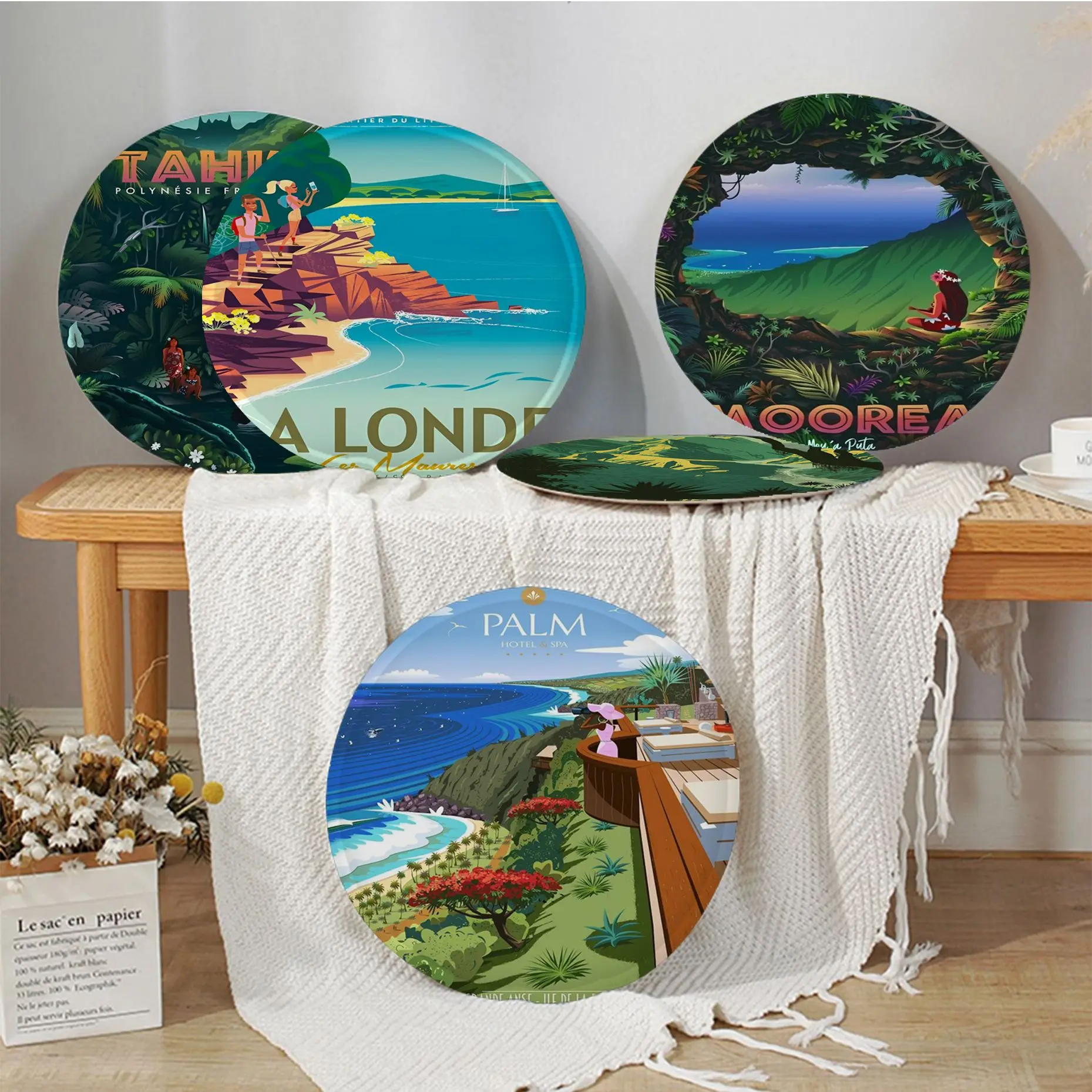 Винтажная подушка для путешествий во французском острова Реюньон планшетофон