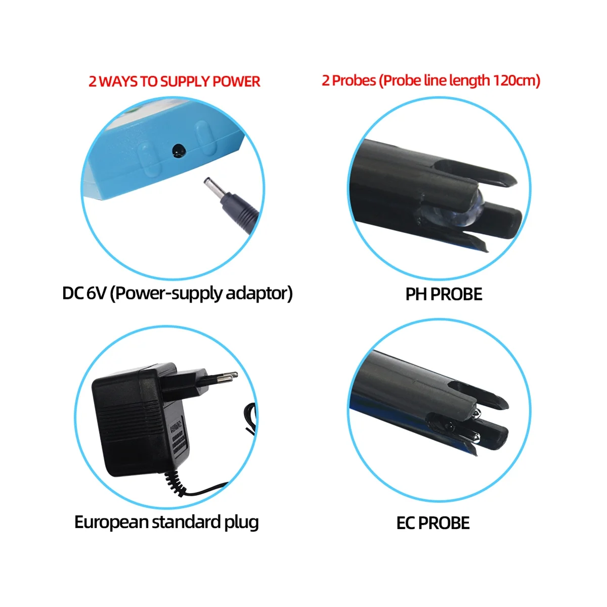 2 в 1 измеритель PH / EC Тестер качества воды многопараметрический монитор