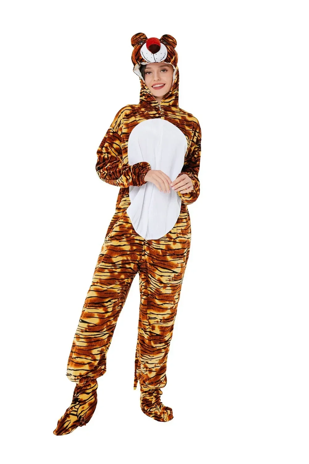 Взрослый косплей тигр корова панда жираф пижама сценический костюм