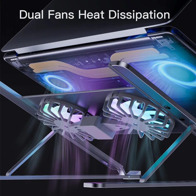 cabletime dual fan gaming laptop stand aluminum foldable cooler for notebook laptop macbook pro adjustable holder c408 free global shipping