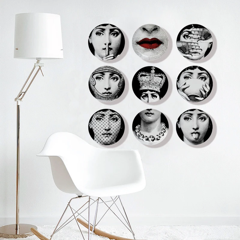 

Italian face hanging plate ceramic European wall decoration plate living room model room wall decoration art pendant ornaments