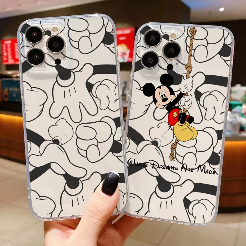 

Ultra Thin Clear Disney Mickey Mouse Phone Case For Apple iPhone 11 12 13 Pro 13 12 Mini X XR XS Max 6 6s 7 8 Plus Cover Fundas