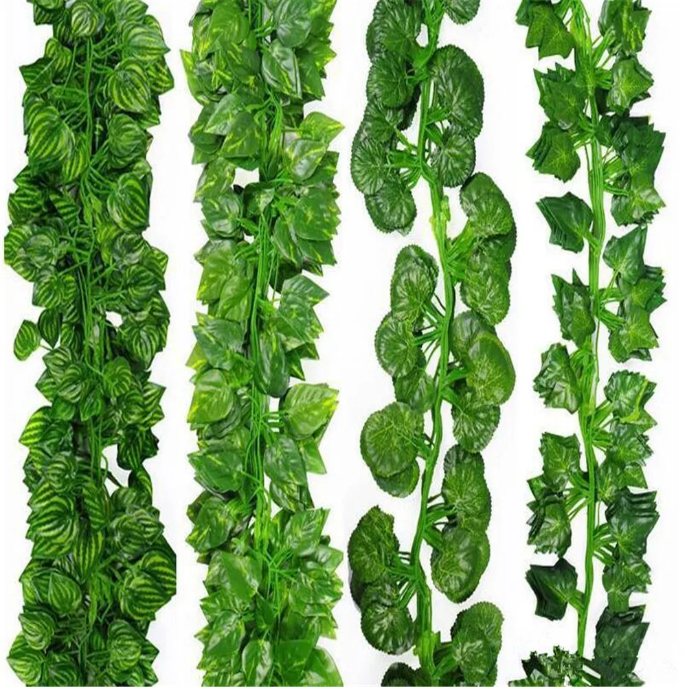 

2M 24Pcs Wired Ivy Leaves Garland Silk Artificial Vine Greenery For Wedding Home Office Decoratiove Wreaths 2017 New Style