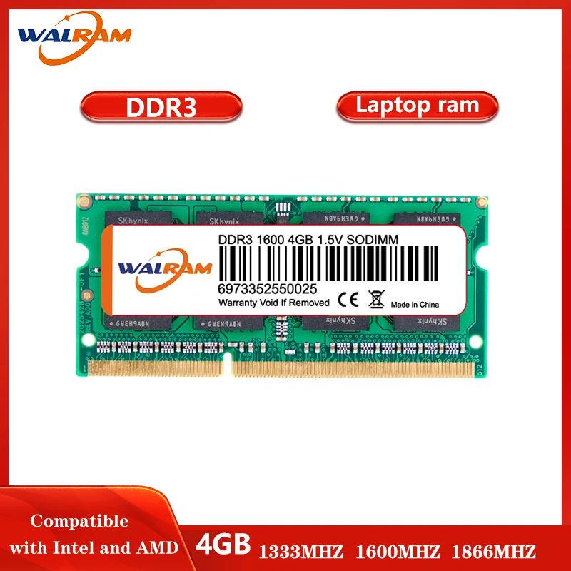 

ОЗУ WAL RAM 4 Гб DDR3, память для ноутбука 1333 МГц 1600 МГц 1866 МГц 10600S 12800S 14900S