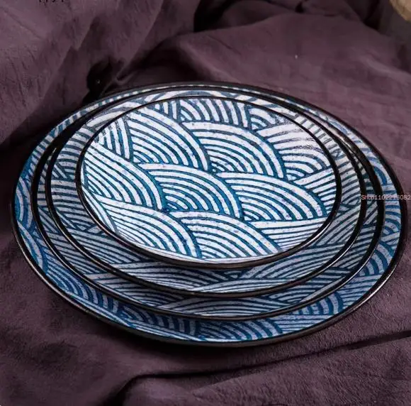 Круглая керамическая тарелка обеденная посуда поднос для фруктовых закусок