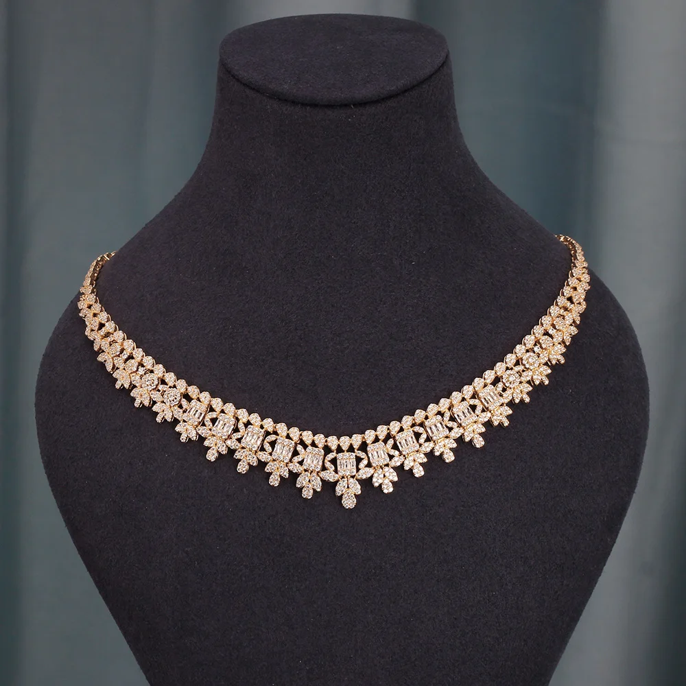 Романтические элегантные ювелирные наборы кубический цирконий ожерелье невесты