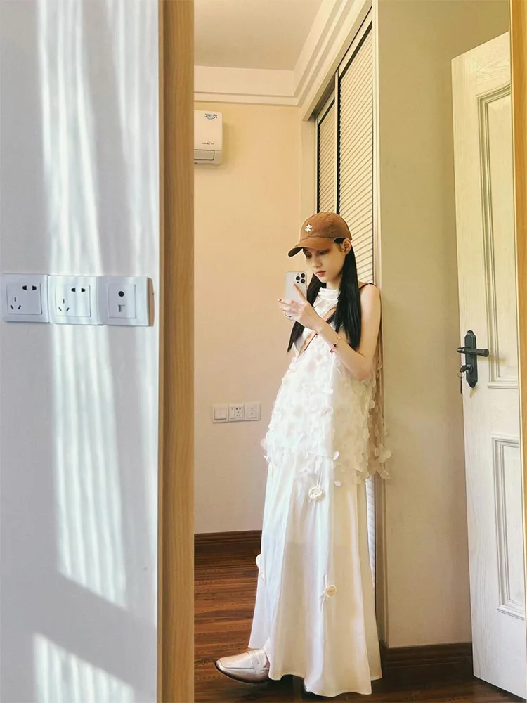 Топ без рукавов с трехмерными цветами во французском стиле вы Костюм-двойка