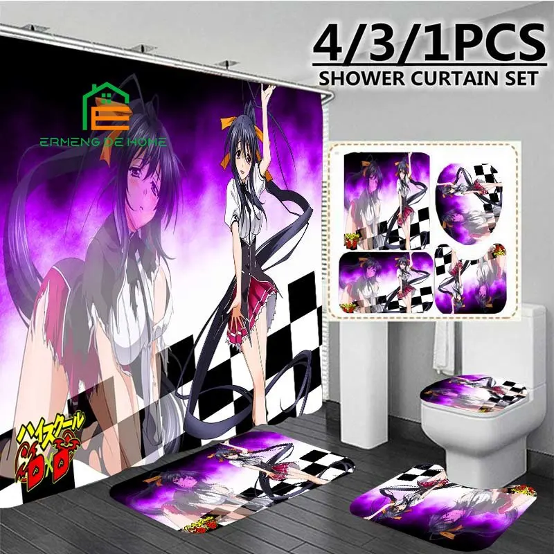 Занавеска для душа с 3D принтом аниме Akeno водонепроницаемая полиэстеровая