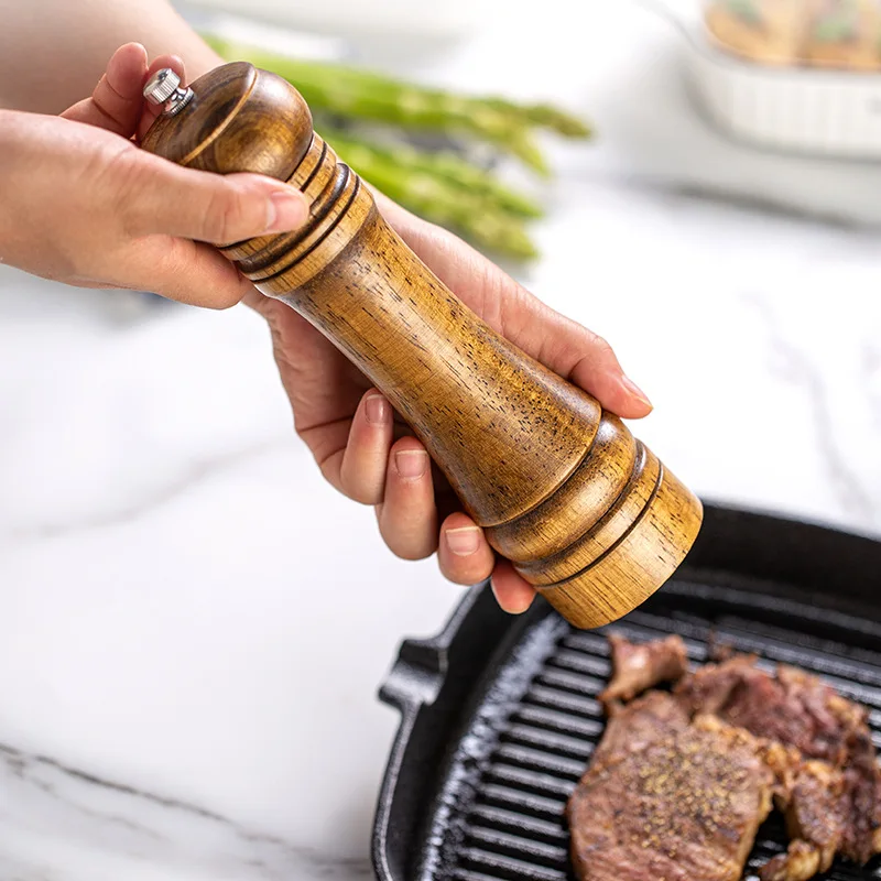 

Classical Manual Salt and Pepper Grinder Oak Wood Seasoning Spice Grinder 5/8/10Inch Multi-purpose Mill Kitchen Cooking BBQ Tool