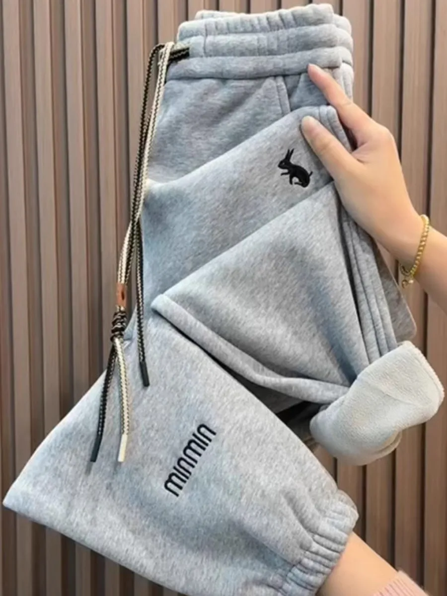 Большие размеры толстые спортивные штаны на флисовой подкладке женские зимние