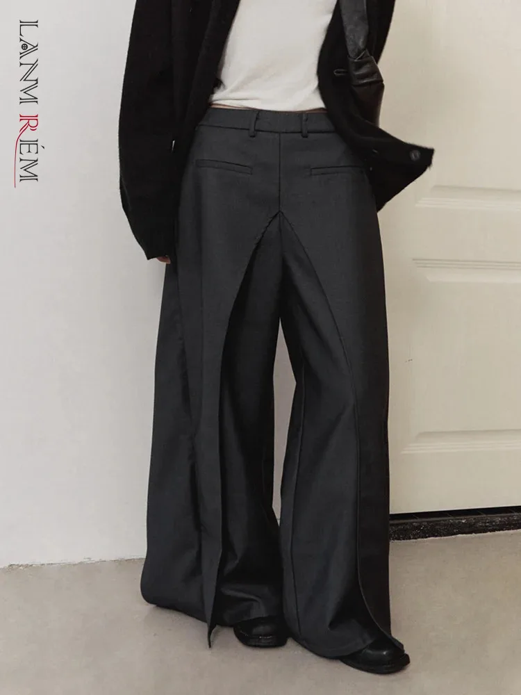 Женские прямые брюки LANMREM дизайнерские с широкими штанинами и высокой талией