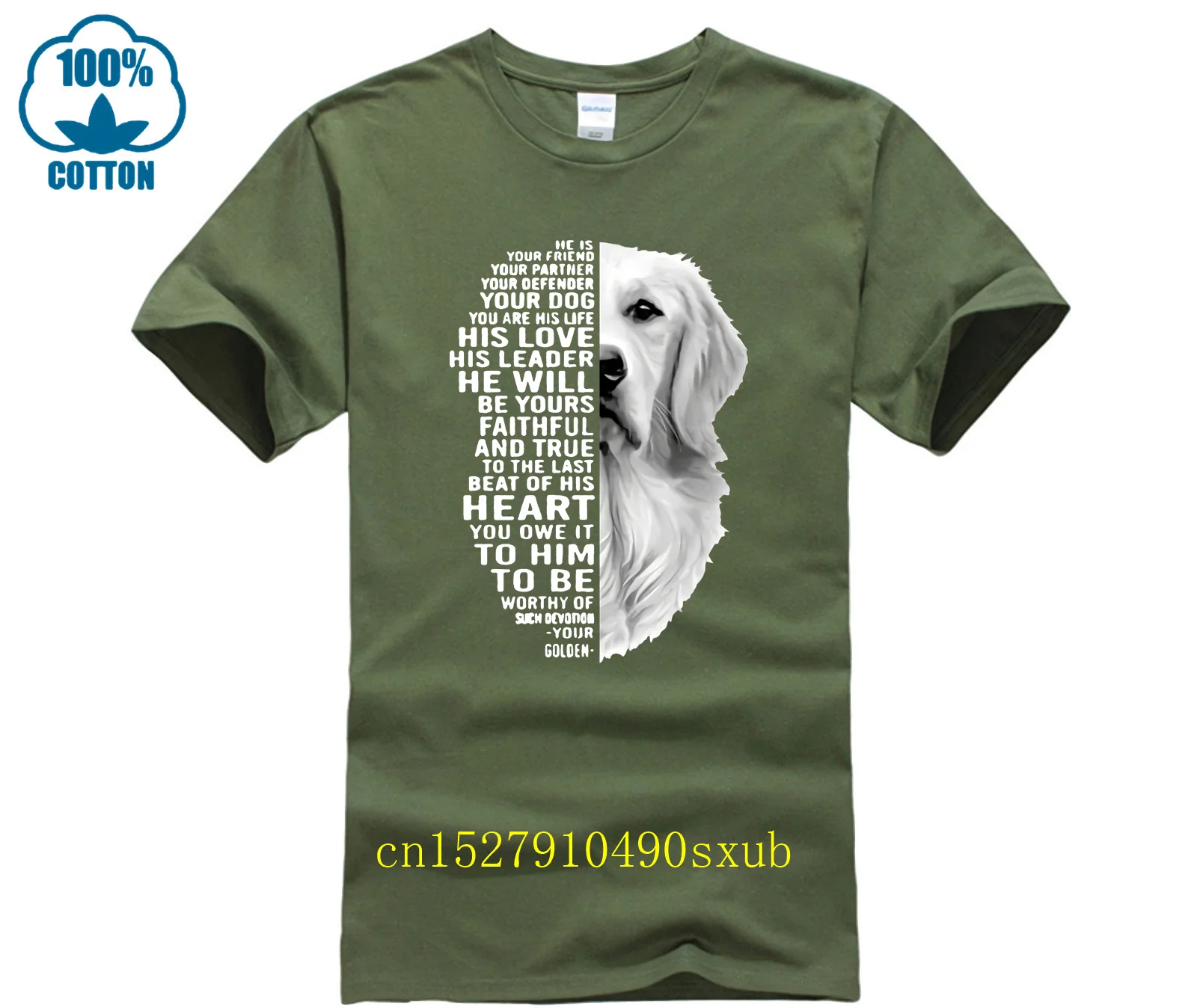 Golden Retriever he is your friend partner defender dog shirt Genuine men's T-shirt cotton jersey