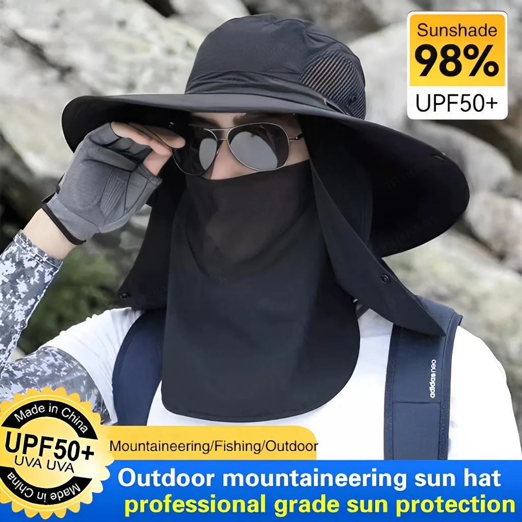 

Summer Sun Hats UV Protection Outdoor Hunting Fishing Cap for Men Women Hiking Camping Visor Bucket Hat Removable Fisherman Hat