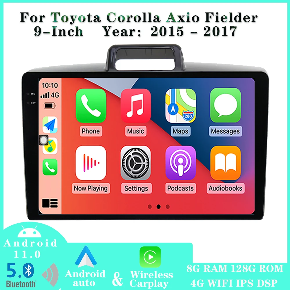 

Магнитола на Android 11 для Toyota Corolla Axio Fielder 2015-2017 автомобильная стереосистема с Bluetooth видео мультимедийный плеер GPS навигатор Carplay 4G
