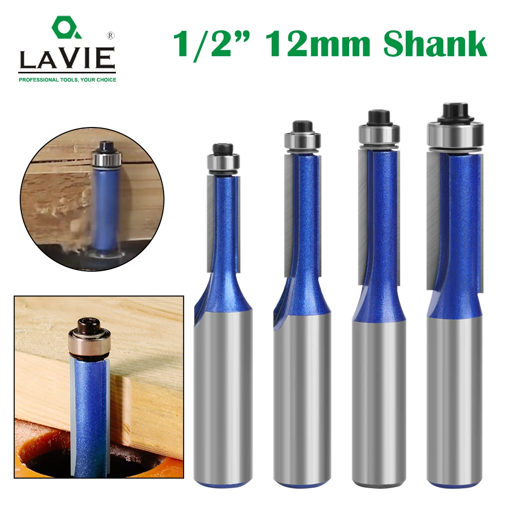 LAVIE 1pc 12.7mm shank 12mm shank high-quality Milling Cutter Flush Trim With Bearing Router Bit set for Woodworking H013016