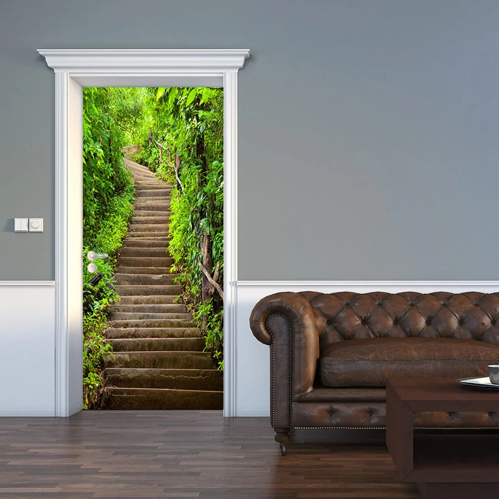 

2 Pcs Self-Adhesive Paper Decoration Wall Sticky Creative Wall Stickers Wall Murals Water Proof 3D Door Wallpaper Mural