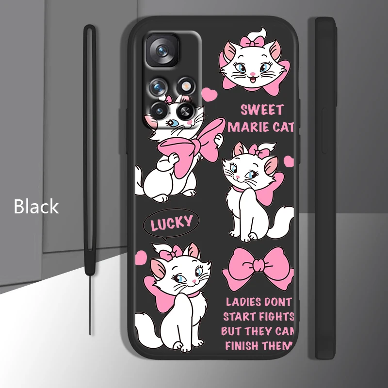 

Cartoon Marie Cat Pink For Xiaomi Redmi 11 Prime A1 Plus K50 Gaming 10 9 9A 9T 9AT 8 8A 7 4G 5G Liquid Rope Phone Case Fundas