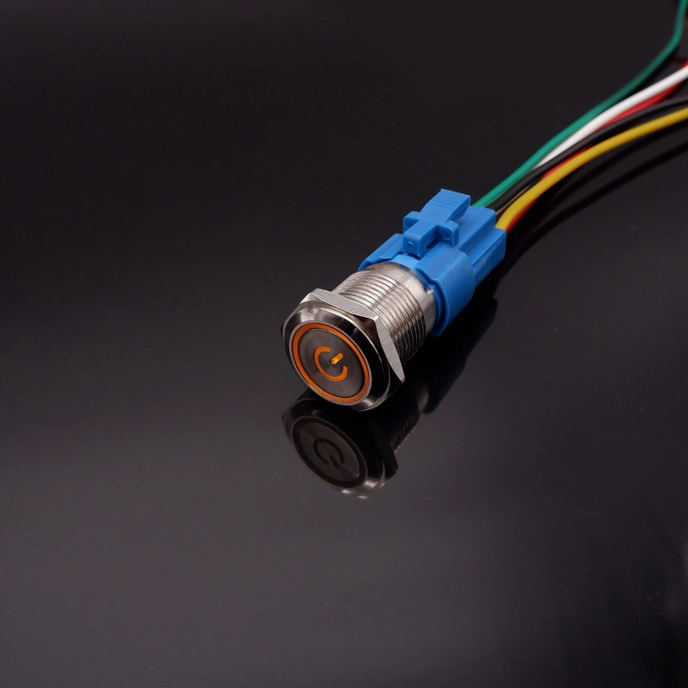 

Металлический кнопочный переключатель питания для ПК, 19 мм, кнопка запуска и остановки автомобиля, для внутренней подсветки, динамик, кнопка моментального/фиксации розетки светодиодный 6 в, 12 В, 220 В