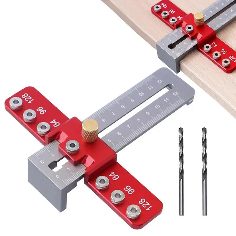 

Woodworking Hole Pitch Punch Locator Aluminum Alloy Drawer Cabinet Door Handle Hole Drill Guide Hardware Template Tool
