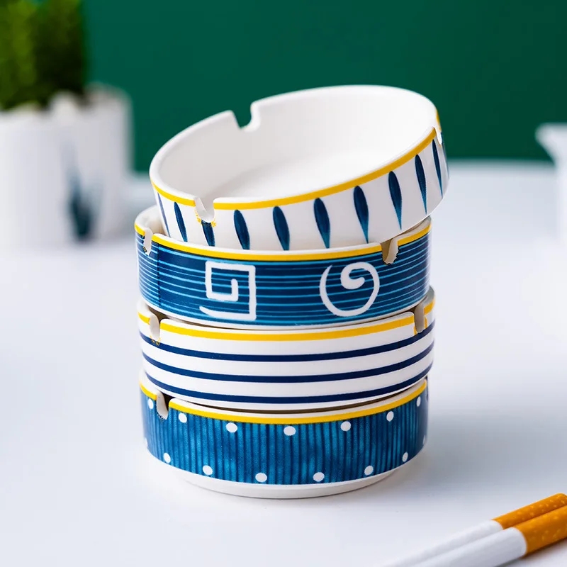 chinese style ceramic ashtray ash tray smoking tray for home office desktop decor outdoor public places holiday gift free global shipping