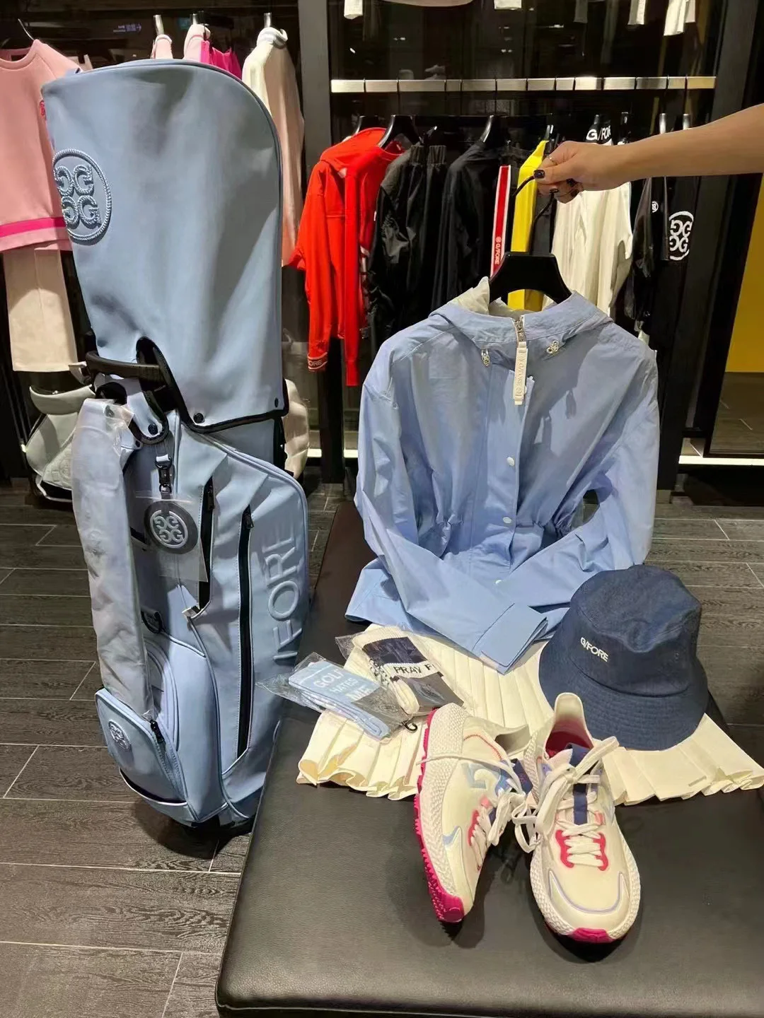 Women's Golf Shirts Long Design Windbreaker Fashion Windproof Coat buleGolf Top Pullover Round Neck Slim Waist Windbreaker