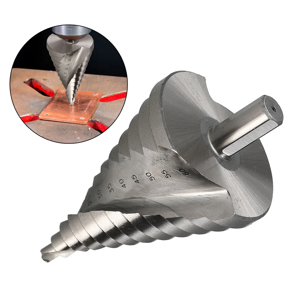 

6-60mm Step Drill Bit Spiral Groove Pagoda Hole Cutter Metal Sheet Cone Drill Bit Triangular Shank Step Hole Opener Reamer