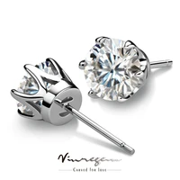 vinregem 925 sterling silver white gold 1ct moissanite pass test diamond stud earrings fine jewelry for women gift drop shipping