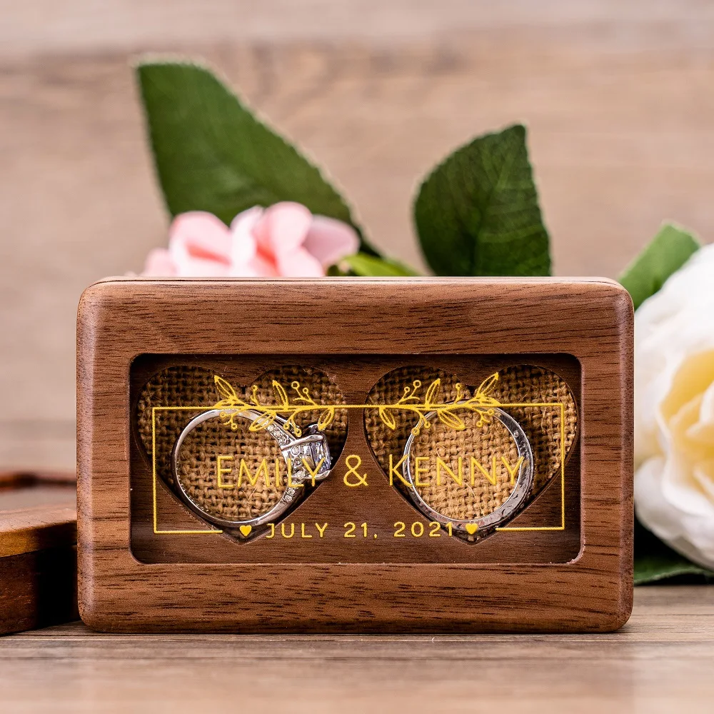 

Print personalized ring box lettering window walnut ring box jewelry box on the ring wedding proposal ring box