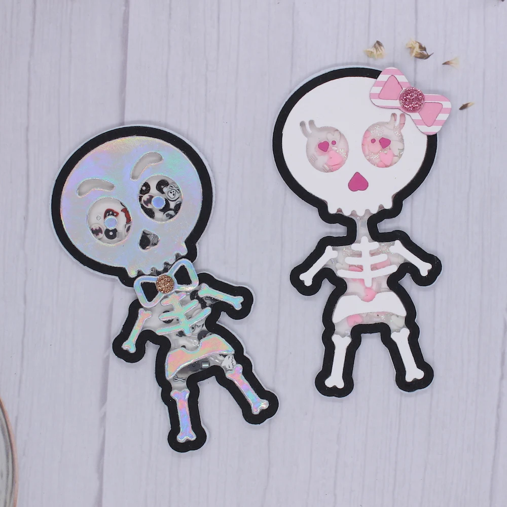 

KLJUYP Halloween Skeleton Shakers Metal Cutting Dies Stencils for DIY Scrapbooking Decorative Embossing DIY Paper Cards