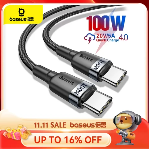 Кабель Baseus 100 Вт USB C к USB Type C USBC PD Шнур зарядного устройства для быстрой зарядки USB-C 5A TypeC Кабель  для Macbook Samsung Xiaomi POCO