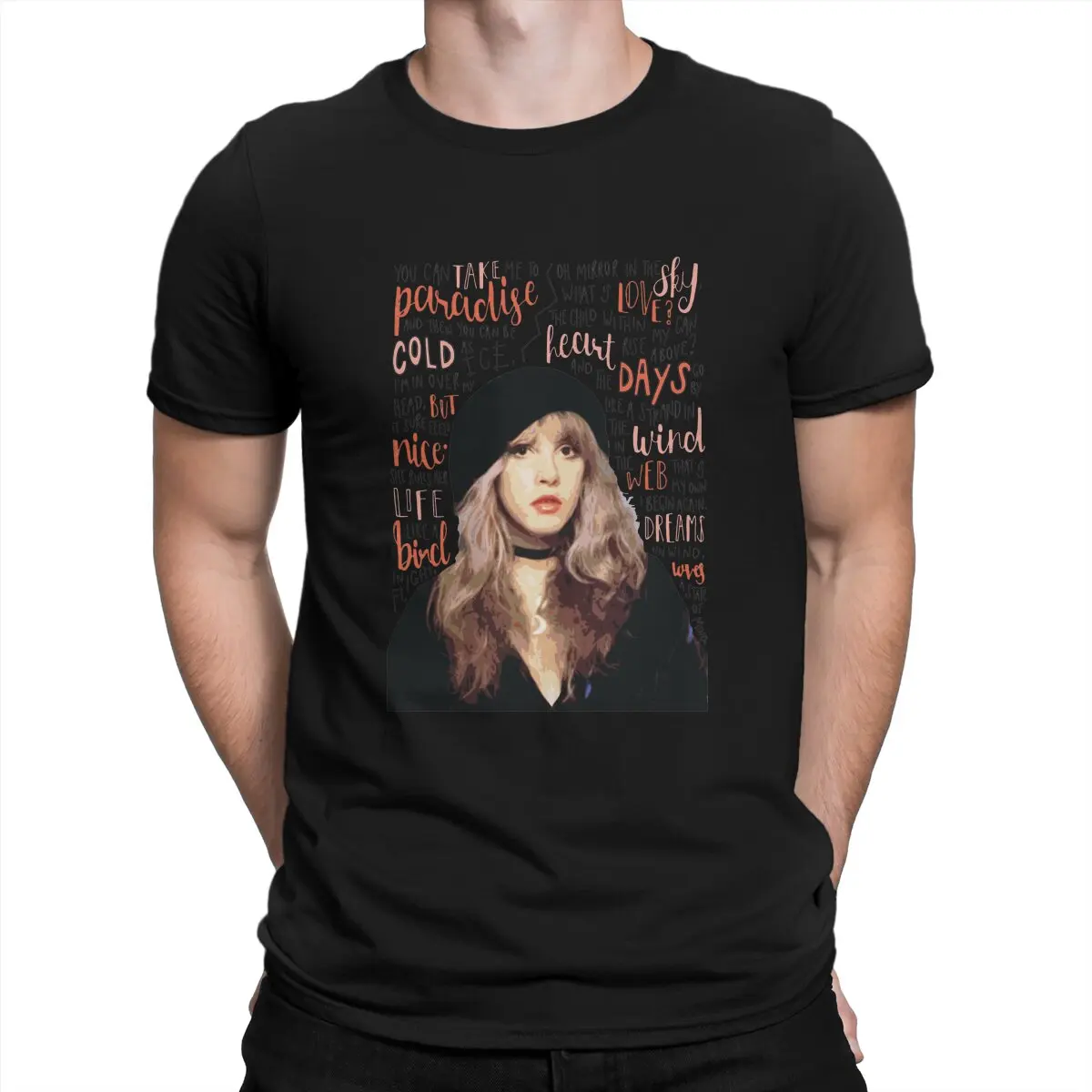 

Beatiful Man's TShirt Stevie Nicks Singer And Pop Music Writer O Neck Short Sleeve T Shirt Humor Top Quality Gift Idea