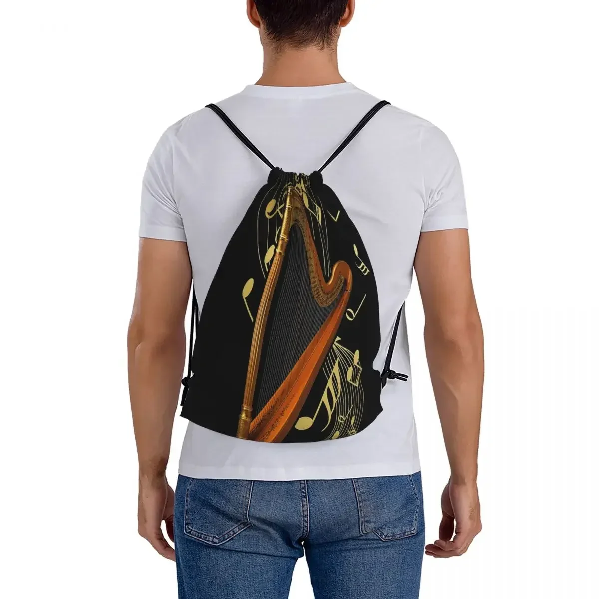 Рюкзаки на шнурке с карманом для обуви повседневные портативные сумки принтом