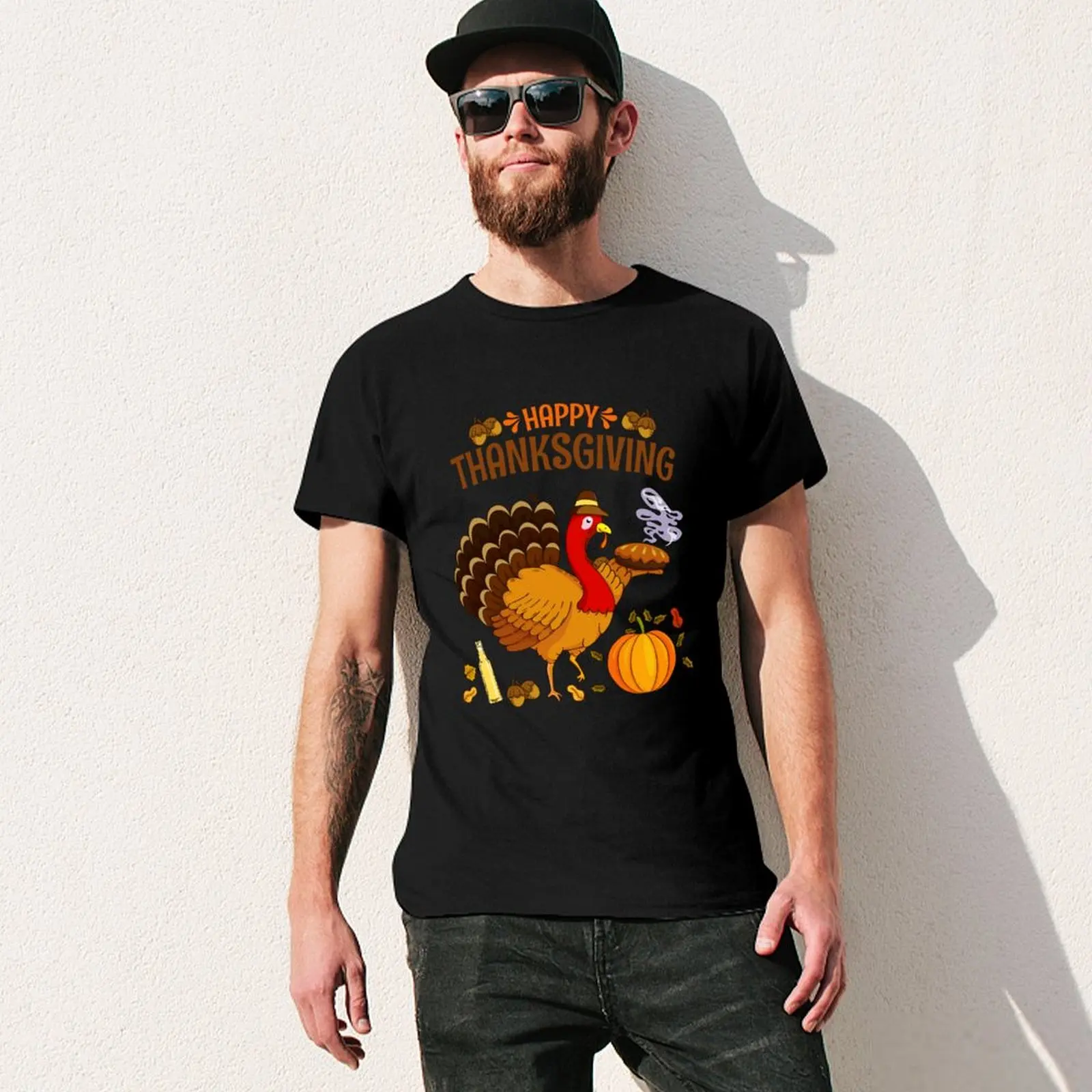 Фото Футболка HAPY THANKS GIVING с классическим принтом и короткими рукавами №3
