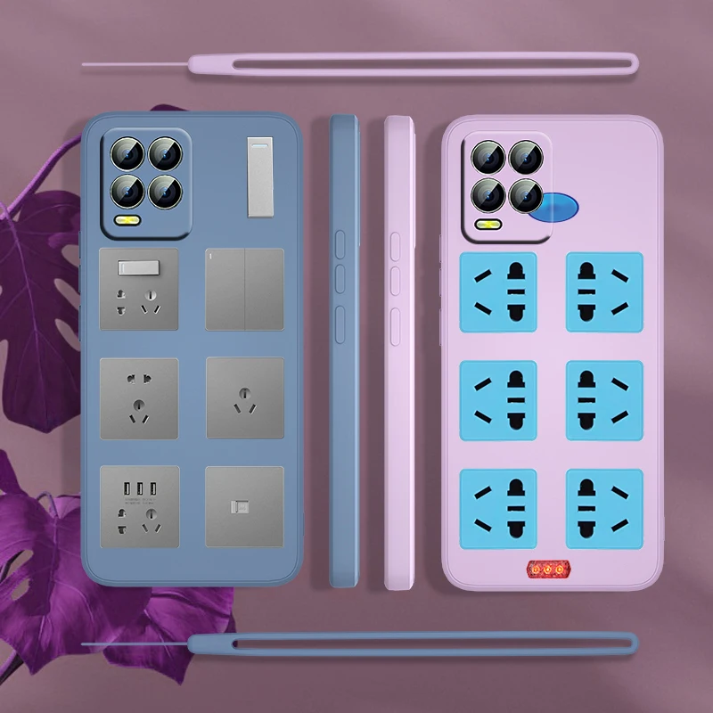 

Quirky pattern - socket remote For Realme GT Neo2 Master Narzo 50i 50A C21Y C17 C11 C2 XT X2 X7 Pro Liquid Rope Phone Case