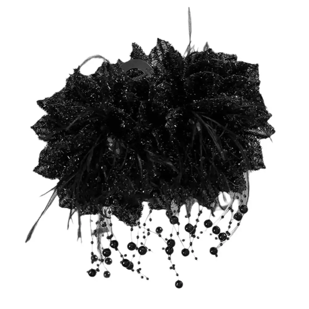 2024 новая заколка для волос с кисточкой и перьями пиона в виде акулы корейская