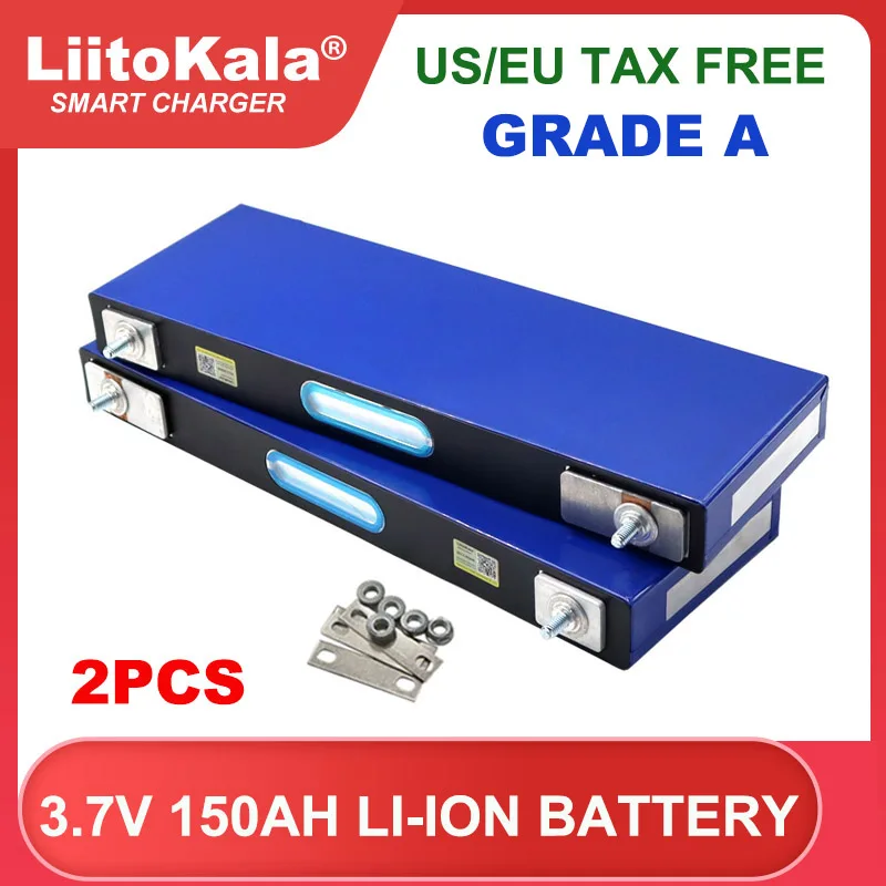 

2pcs Liitokala 3.7v 150Ah Lithium battery Power cell for 3 strings 12v electric vehicle Off-grid Solar Wind Large single Grade A