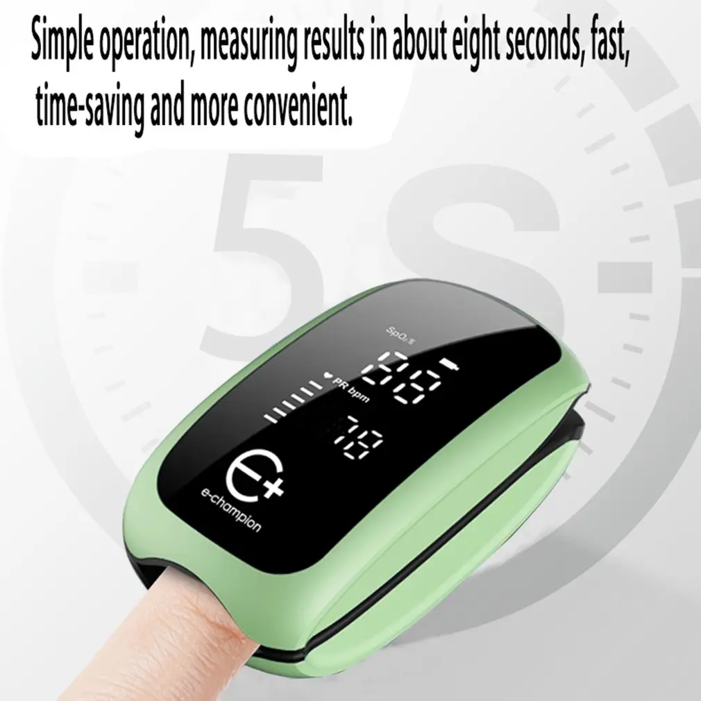 Green Fingertip Pulse Oximeter USB Rechargeable Finger One-key Blood Oxygen Saturation Meter Silicone Mold |