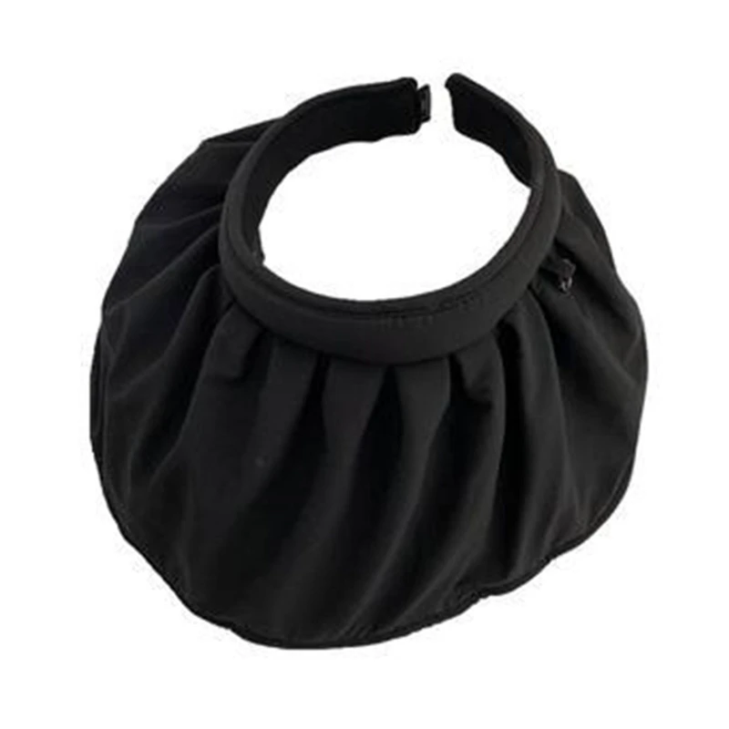 

2in1 Empty Top Hat Sun Shell Hats Foldable Summer Wide Brim Beach Cap Roll Up Visor Hat Elastic Hair Hoop for Birthday メッシュキャップ