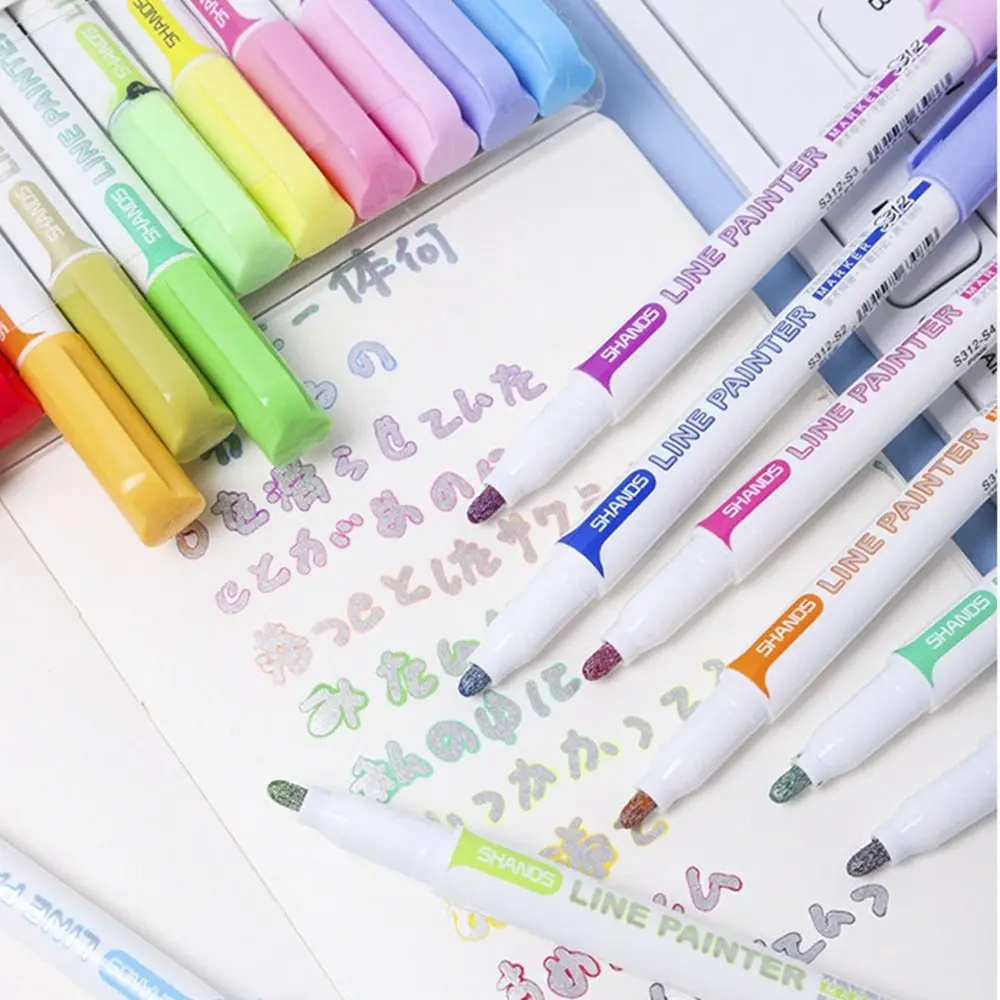 

Highlighter Journal Ink Pigment Scrapbooking School Liner Art Markers Double Line Colored Pen Drawing Pens Outline Pen
