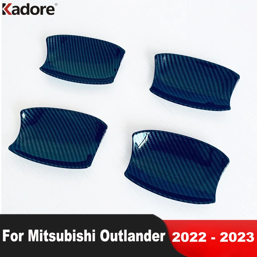 

Накладки для крышки чаши дверной ручки Mitsubishi Outlander 2022 2023, наружные автомобильные ручки из углеродного волокна, накладки на чашки, наклейки, аксессуары
