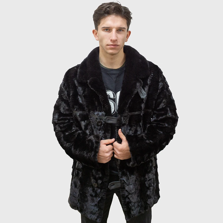 

Fur Coat Man Natural Fur Jacket Fashion Warm Overcoat