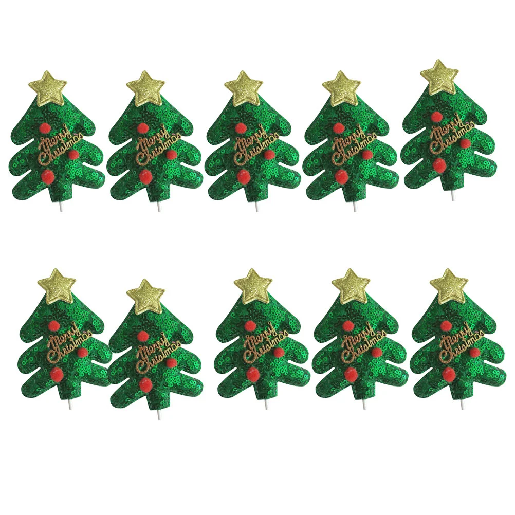 

10Pcs/Pack Christmas Tree Shaped Party Xmas Cake Decor Party for Decor