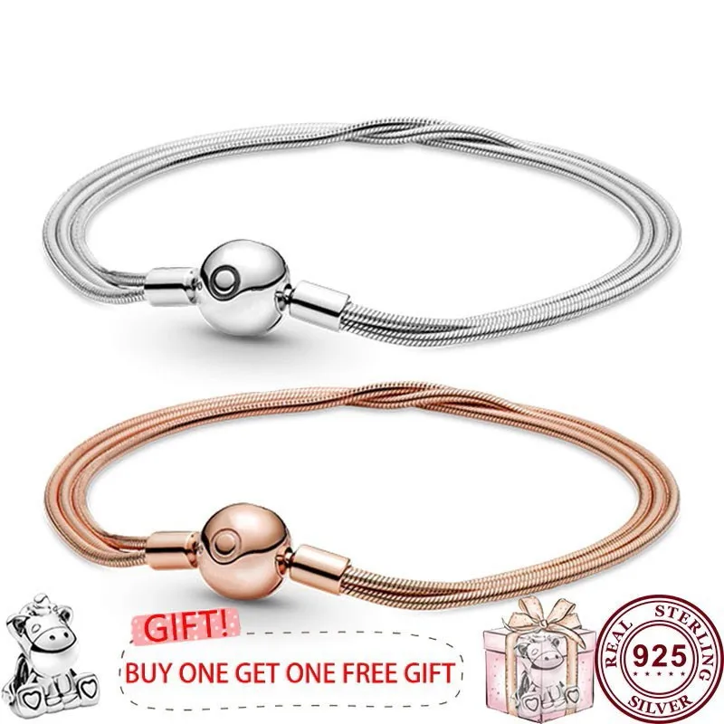 

New Hot 925 Silver Exquisite Multiple Snake Bone Bracelet For Women's Original High-quality Charm Fashion Jewelry