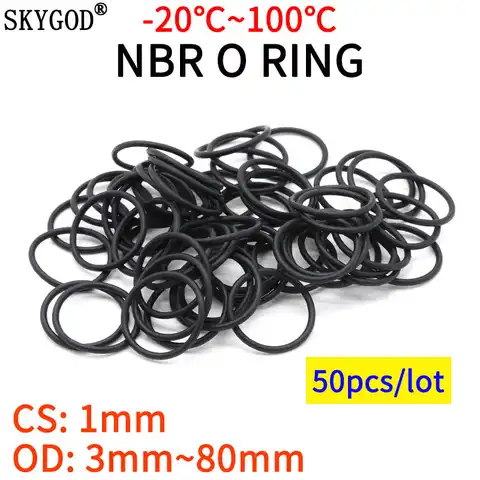 Уплотнительное кольцо NBR, уплотнительная прокладка, толщина CS, 1 мм, внешний диаметр 3 ~ 80 мм, нитриловая бутадиеновая резиновая прокладка, шай...