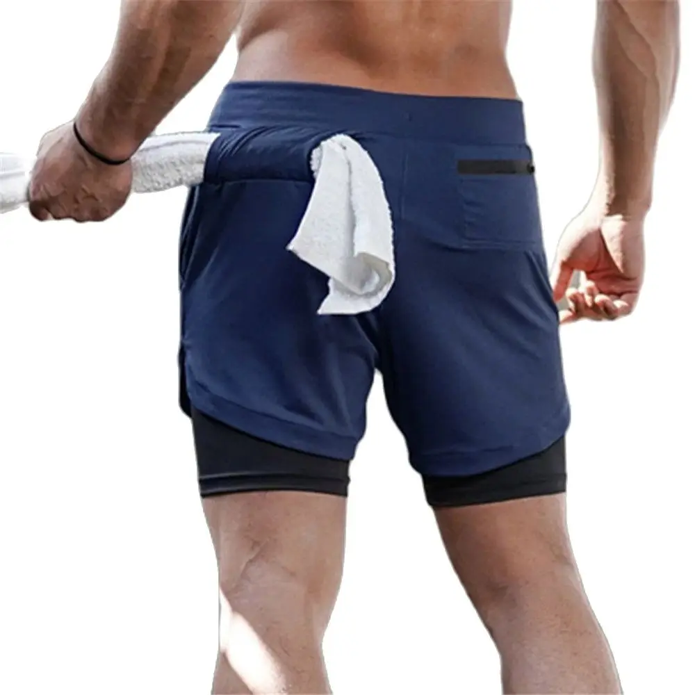 

Summer Running Men's Sports Workout 2 in 1 Double - Deck Training Gym Shorts With Pockets