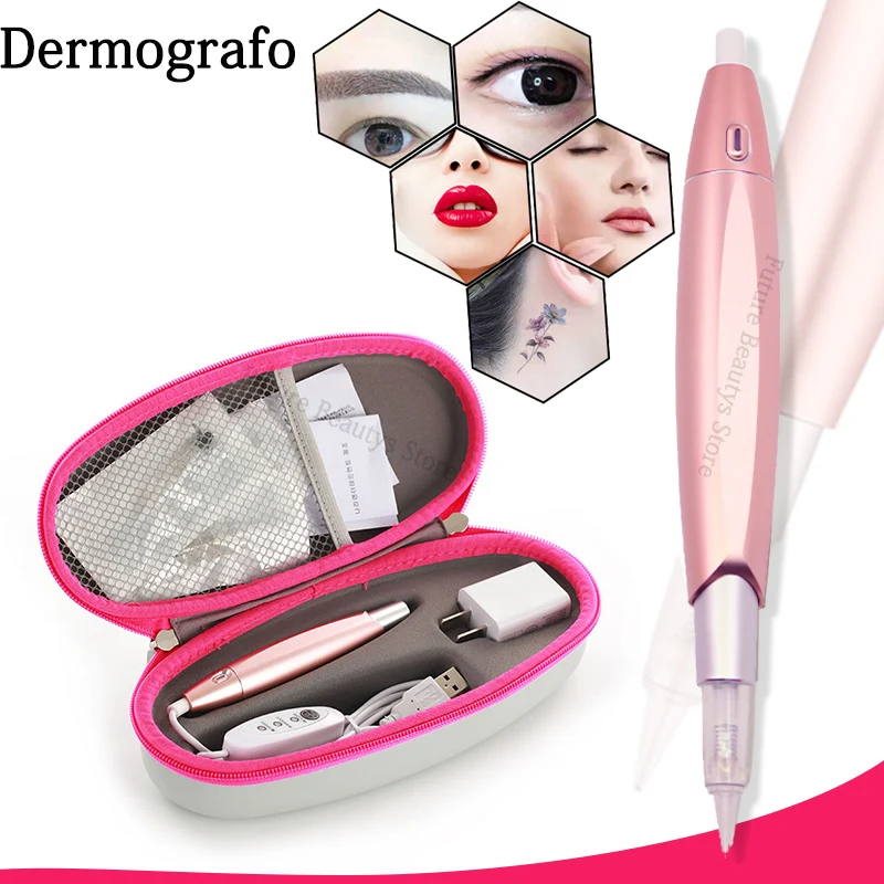 

Dermografo Pink Charme Princess Tattoo Machine Semi Permanent Makeup Microblading Digital Pen for Eyebrow Lip Eyeliner Tattoo