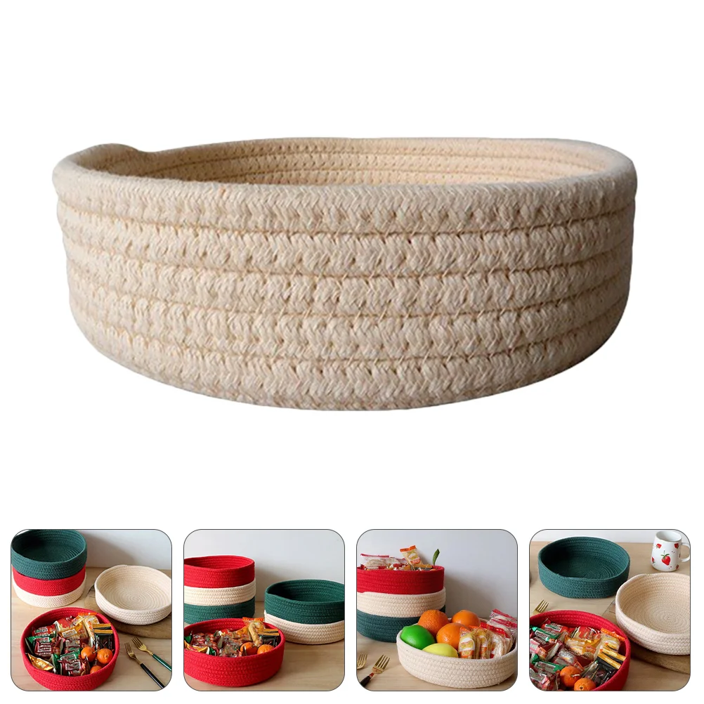 

Basket Storage Cotton Fruit Woven Baskets Bathroom Organizer Rope Nursery Box Bin Toiletry Decorative Bins Towels Desk Serving
