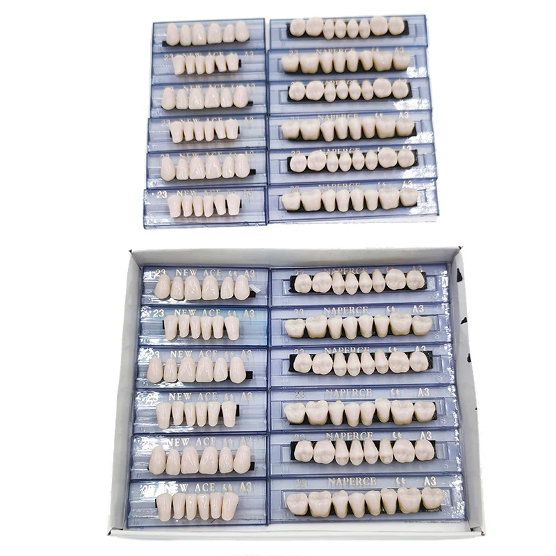 168 pieces/6sets /box Dental Synthetic Polymer Teeth Full Set Resin Denture Dental Teeth Color A2 A3 Size 23 Dentist Materials